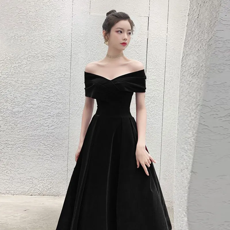 High-end Velour Evening Dresses вечерние платья Robe De Soirée Prom Party Gown Vestidos De Fiesta Off The Shoulder