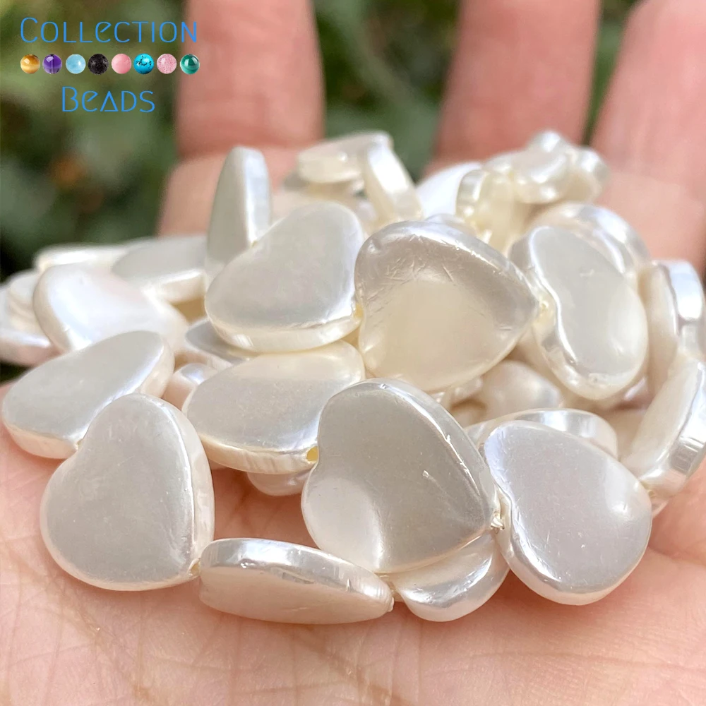 30-52pcs Natural Electroplating White Shell Beads Love Heart Shape Loose Spacer Beads For Jewelry Making Diy Bracelet 8 13mm