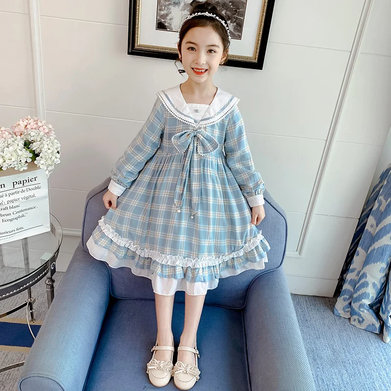 

Girls Rabbit Ear Dress Cute Knee Length Skirt Kids Spring Summer Pink Blue Outwear Vestidos Children Easter Day Gift Clothes