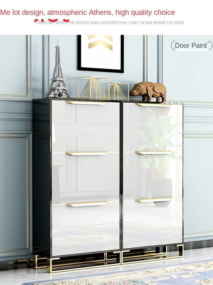 Ultra-Thin Shoe Cabinet Home Doorway Large Capacity Entrance Cabinet Home Tilting Narrow Hall Cabinet Simple Modern Nordic