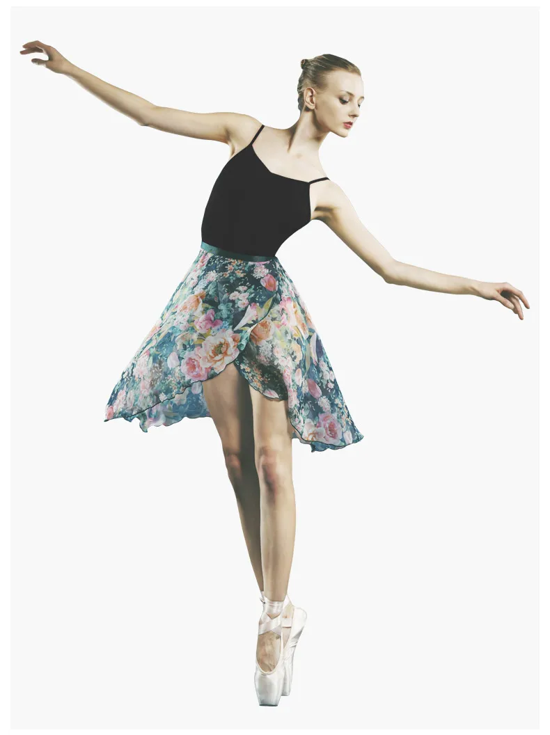 Vrouwen Chiffon Bloem Praktijk Turnpakje Dansen Slijtage Meisjes Bloemenprint Ballet Tutu Goedkope Dansen Meisjes Tutu Rok Prinses Rokken