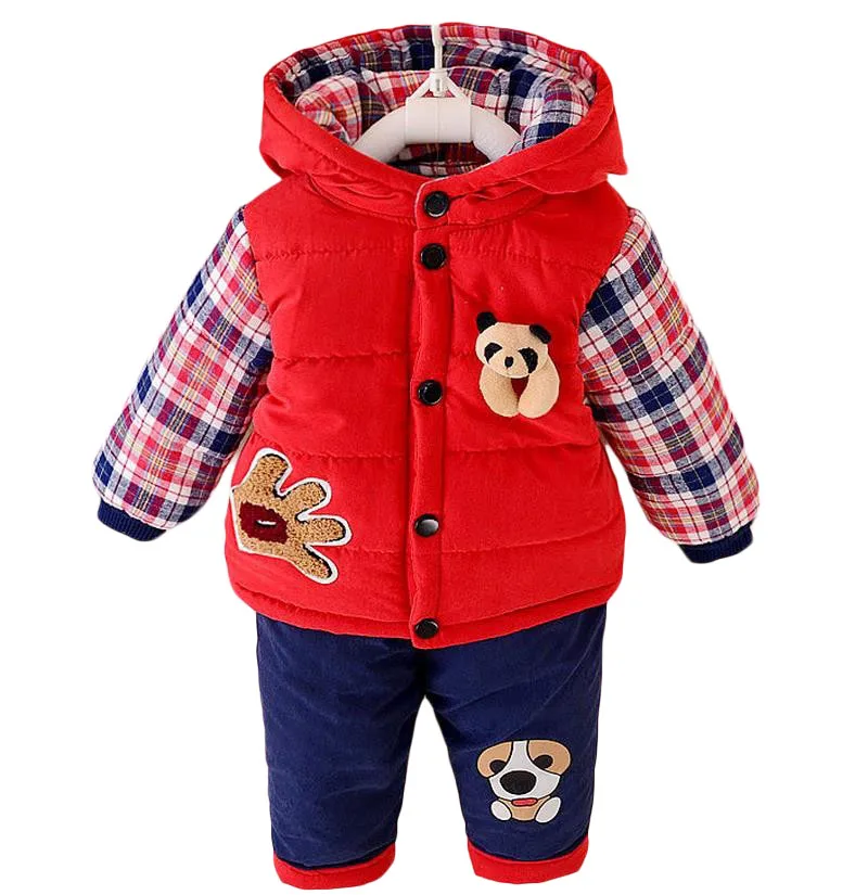 2023 new autumn/Winter baby boys lamb warm clothing set suit kid thickening clothes set children Korean 2 pieces