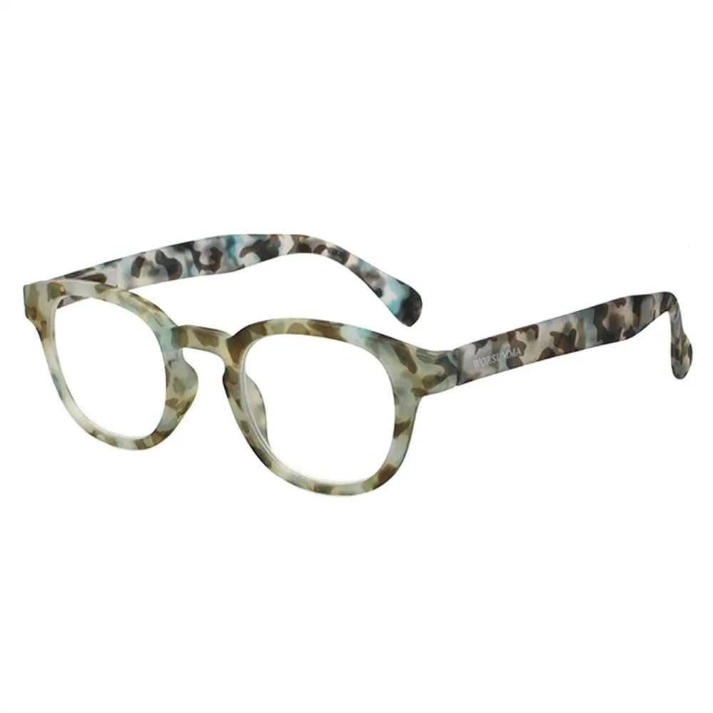 Turzing Round Reading Glasses Ladies Reading Glasses Spring Hinge Reader Glasses for Women Eyeglasses with Pattern Print