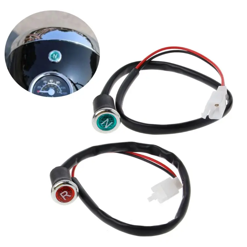 2Pcs DC 12V Neutral Reverse Motorcycle N/R Light  Plastic Indicator ATV Light Gear For 50cc 110cc 125cc 150cc 200cc 250cc