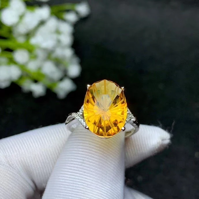 KJJEAXCMY fine jewelry 925 sterling silver gem Citrine gemstone new Female Lady girl woman crystal ring luxury hot selling