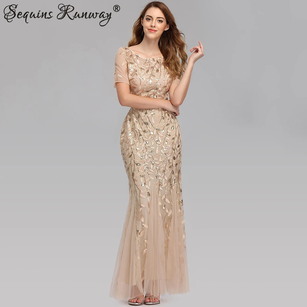 Sexy Vintage Maxi Sequin Cocktail Jurk Bruidsmeisje Prom Jurken Voor Vrouwen Casual Party Lange Mouwen Club Bodycon Jurk Vestidos - afbeelding 1