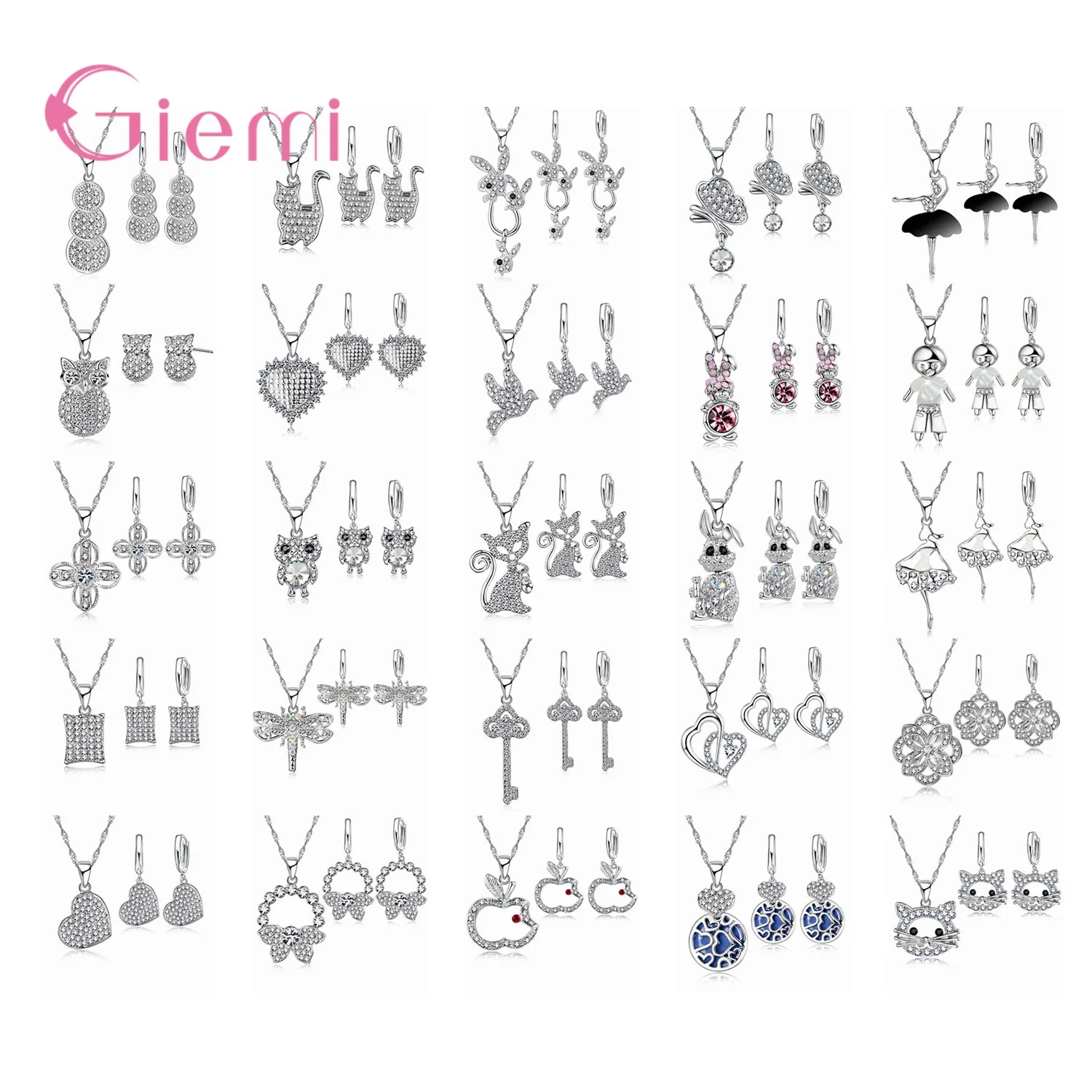 

Комплект из колье и серёг, из серебра 925 пробы