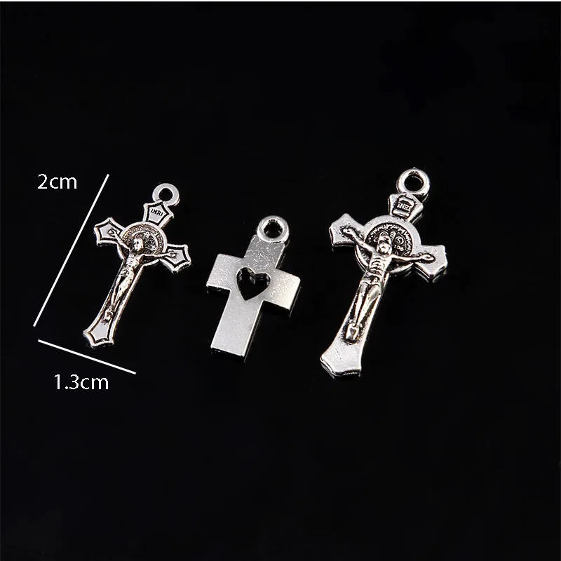 20 Pieces / Religious Classic Small Cross Craft Earrings Cross Medal Jesus Cross Necklace Handmade Medal Jewelry Cross