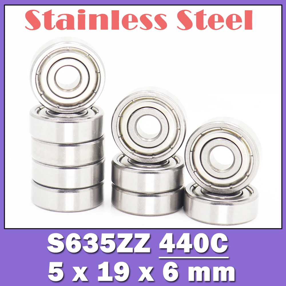 S635ZZ Bearing 5*19*6 mm ( 10 PCS ) Grade S635ZZ SS 635 Z Stainless Steel Miniature S635 ZZ Ball Bearings