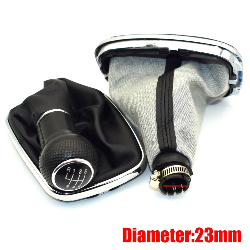 23mm 5 / 6 Speed Shifter Manual Gear Shift Knob Gaitor Boot for Volkswagen VW MK4 Golf 4 IV GTI R32 Jetta Bora Red Stitch