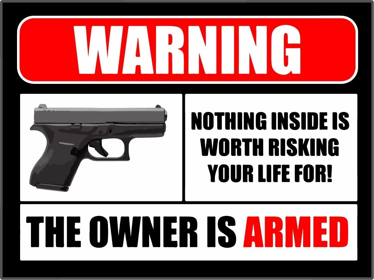 STICKY Second Amendment Handgun Gun Owner Warning Plaques & Signs Car Sticker Decal Decor Waterproof Sunscreen