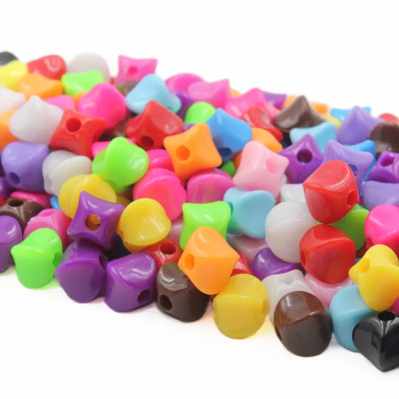 50Pcs 9mm Acrylic Straight Hole Angle Beads Solid Color Decoration Clothing Accessories DIY Handmade Jewelry Bracelet Material