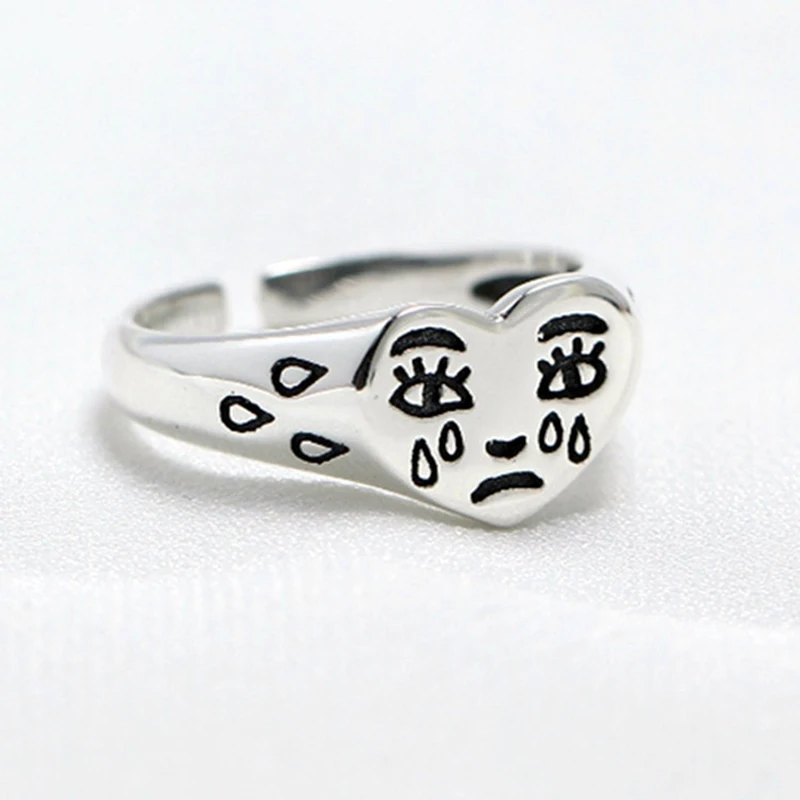 Creative Cry Face Rings for Women New Trendy Fashion Female Resizable Ring Jewelry Ladies Bar Night Club Jewelry Gifts