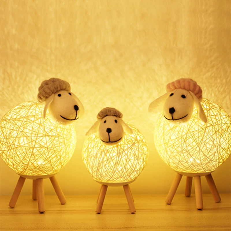 Creative LED Night Light Lamb Starry Sky Projection Sleep Lamp Bedroom Decoration Table Lamp USB Power Supply Children's Gift