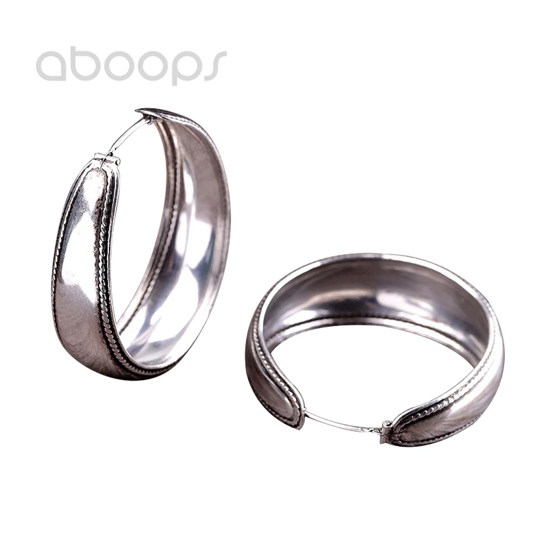 Plain 925 Sterling Silver Hoop Earrings for Women Girls,Free Shipping