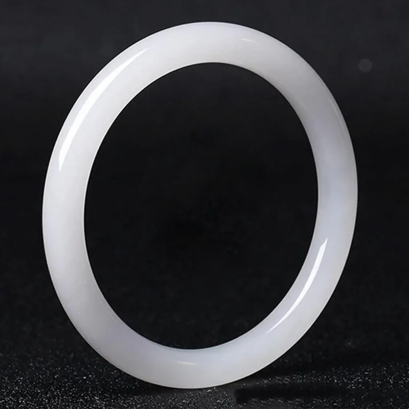 Hot selling natural hand-carve Suet Grade White Jade Round Bar Baranglet 52-64mm bracelet fashion Men Women Luck Gifts