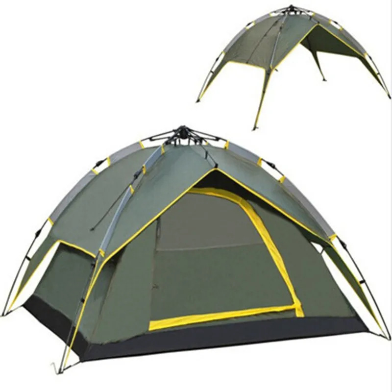 Portable Automatic Camping Tent, Double Layer Instant Set Up, Outdoor Family Tent, Hiking Portable Backpacking Tent, 3-4 People