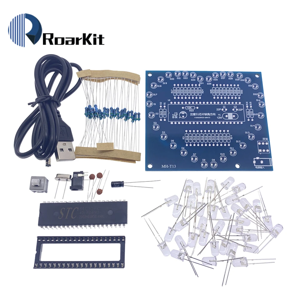 DIY Electronic Kit Heart Shape Colorful Glare LED RGB Module Love Water Light STC89C52 51 Single Chip Microcomputer DC 4.5V-5V