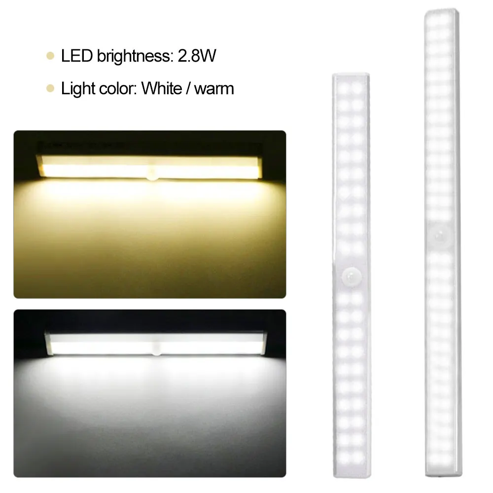 Imagem -03 - Lâmpada de Led de 30 40cm com Sensor de Movimento Luz Noturna Inteligente com Usb para Corredor Guarda-roupa Cozinha e Closet