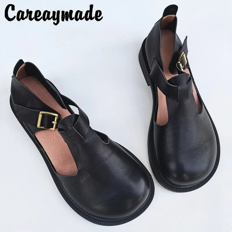 Careaymade-oryginalne skórzane duże buty retro brytyjskie brzydkie śliczne damskie buty miękka podeszwa oryginalne ręcznie pojedyncze buty
