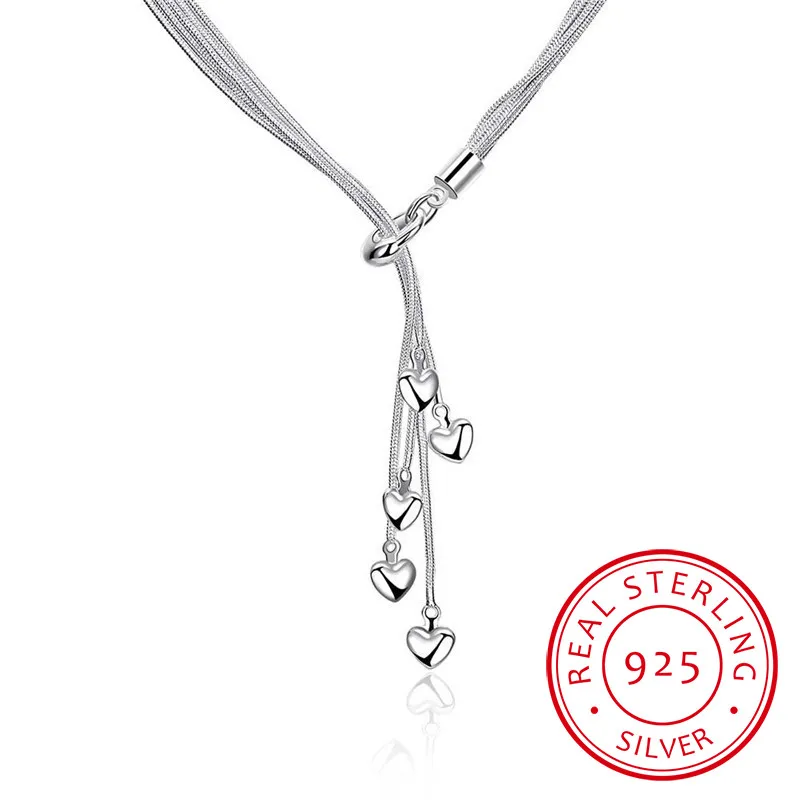 Newest Luxury 925 Sterling Silver Necklace Chain Long Tassel Pendant Five Star Maxi Necklace For Women Fine Jewelry Gift