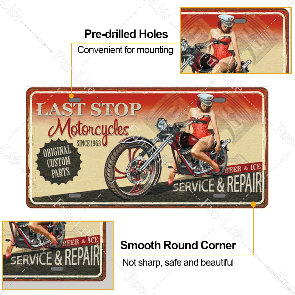 Motorcycle Vintage Metal Poster, Retro Motor Tin Signs, Plaque Board, Pub, Bar, Cafe, Garage Decor, 15x30cm