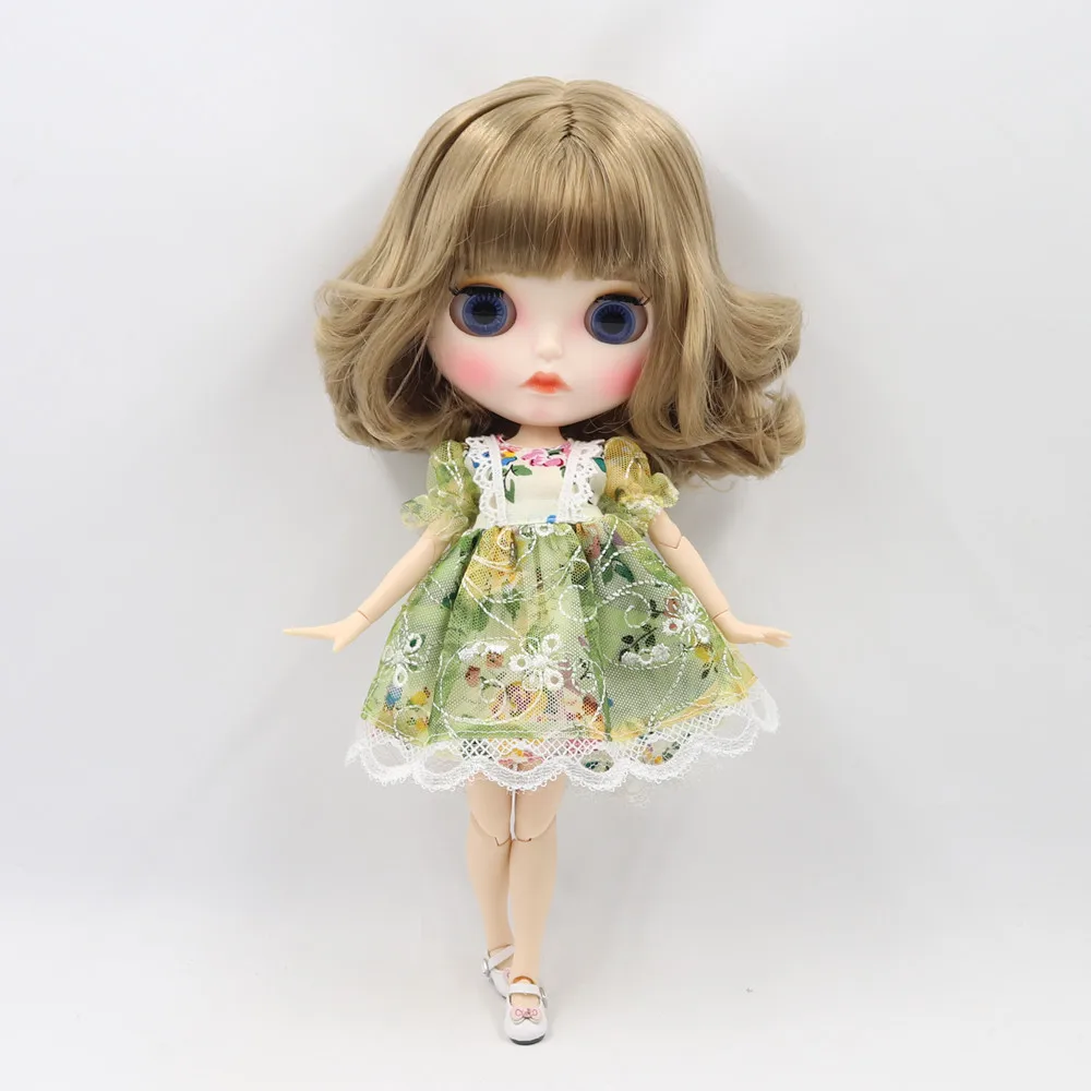 

ICY DBS Blyth doll nude joint body 1/6 bjd with short yellow curly hair and matte face BL3227