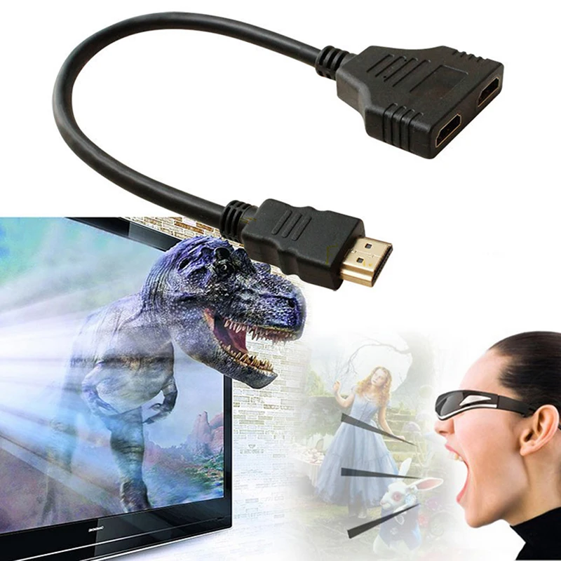 Collectie Kabel HDMI-compatible Splitter Cable 1 Male To Dual  2 Female Y Splitter Adapter In HDMI-compatible Hd Led Lcd Tv