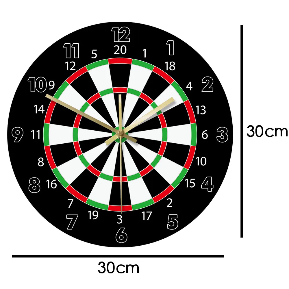 Modern Design Darts Board Printed Wall Clock Bar Darts Game Night Club Game Room Decoration Arrow Target Aim Game Bullseye Watch