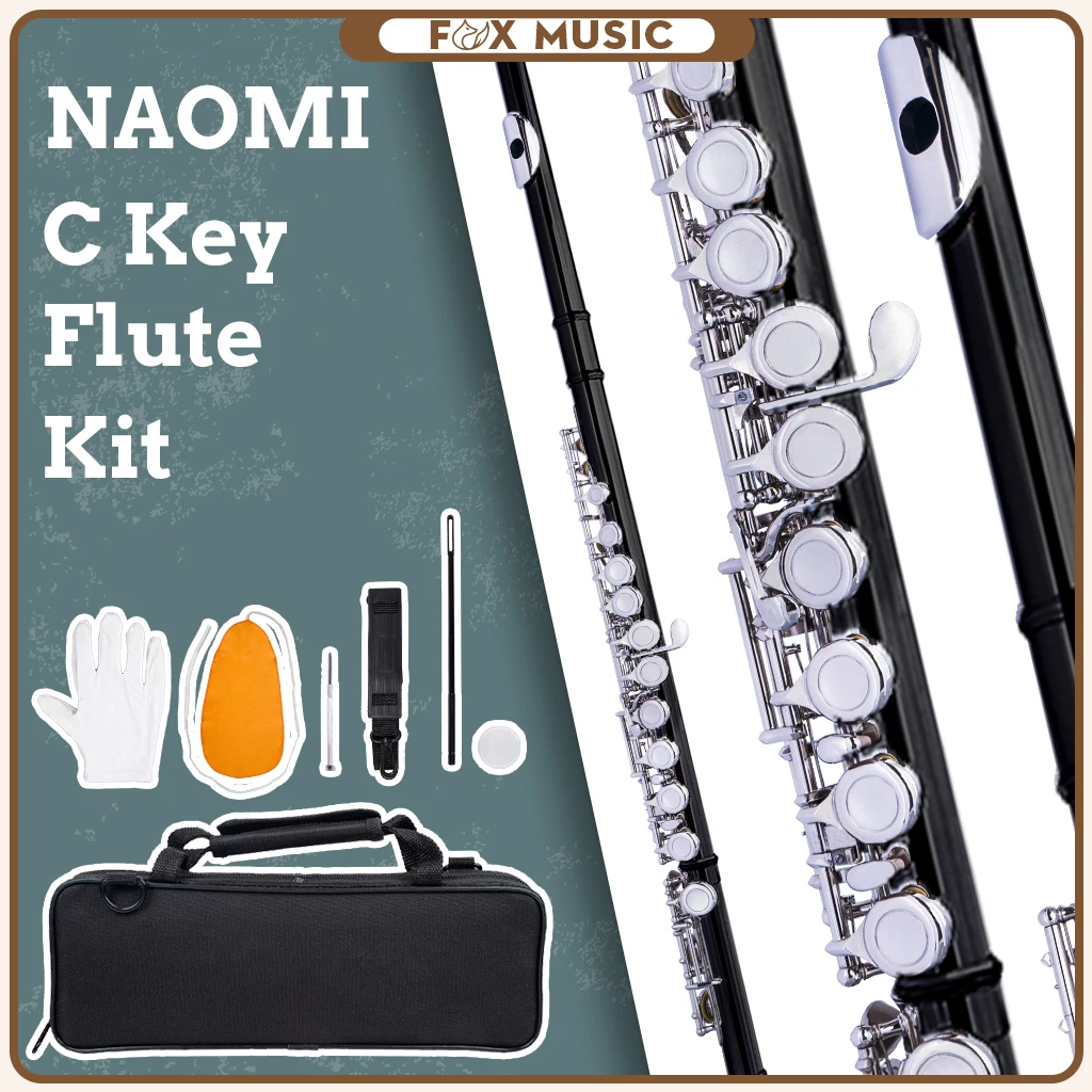 

Closed Hole C Flute 16 Keys Cupronickel Nickel-plated Wind Instrument Leather Flute Carring Bag Flute Stand Flute Pads Set