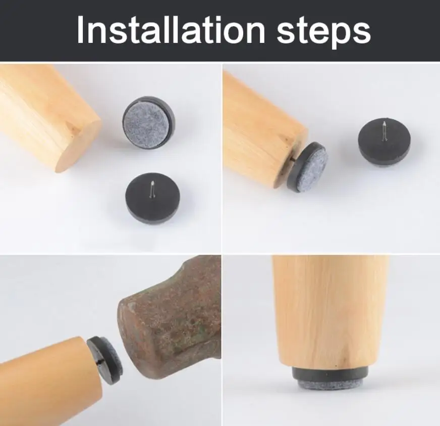 24MM Furniture Felt Pads Floor Protectors Nail In 24pc Non Slip Table Chair Leg Cap