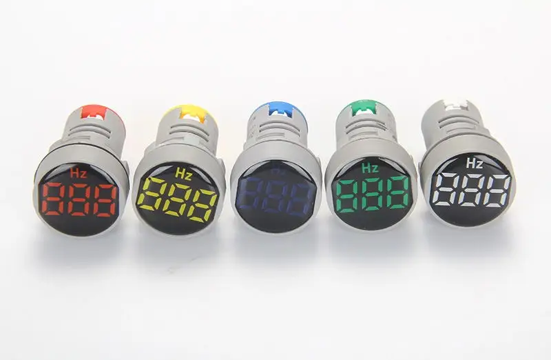 22mm LED Display AC 20-500V Hertz Digital meter Round Indicator Light Panel display Red Yellow Green Blue White LED