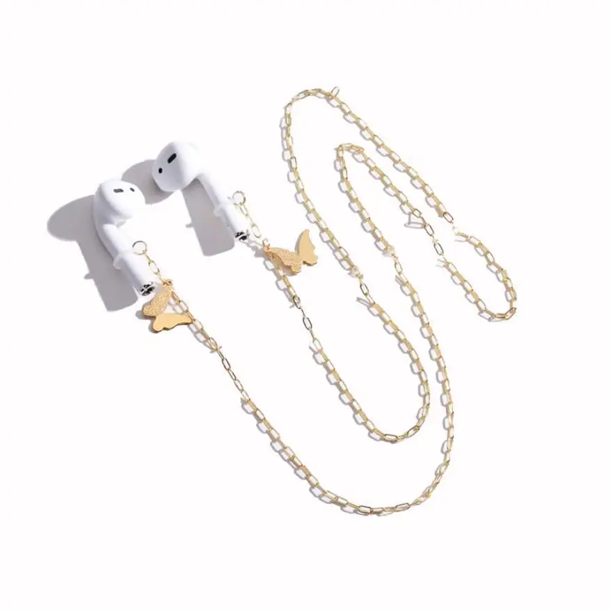 Bluetooth Headset Anti-lost necklace for Airpods Wireless Headset Earring Star butterfly Long necklace