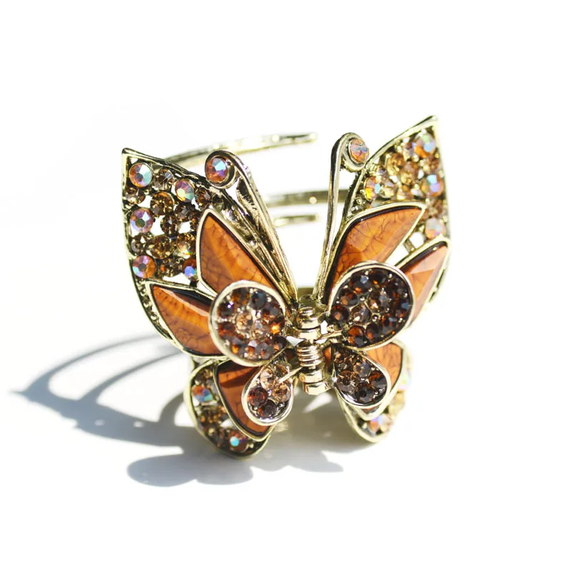 Morkopela Vintge Butterfly Hair Clip Rhinestone Hair Claw Crab Women Banquet Metal Hair Accessories Jewelry