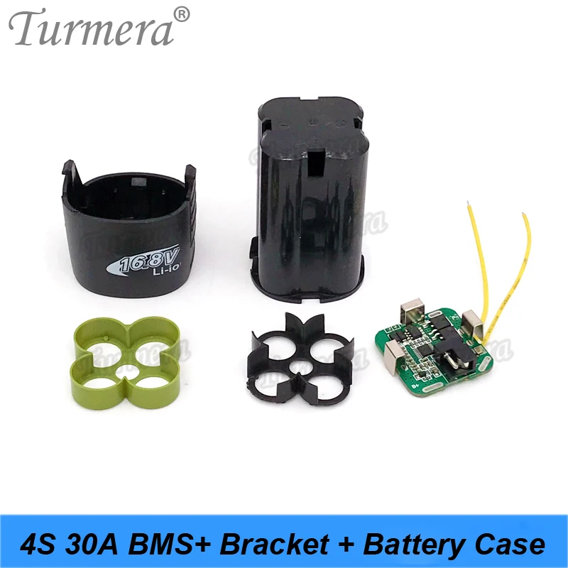 4S 16.8V 14.4V Screwdriver Drill Battery Case Box with 18650 Hoder Bracket 4S 30A BMS Board for Shura Shurika Repair Use Turmera