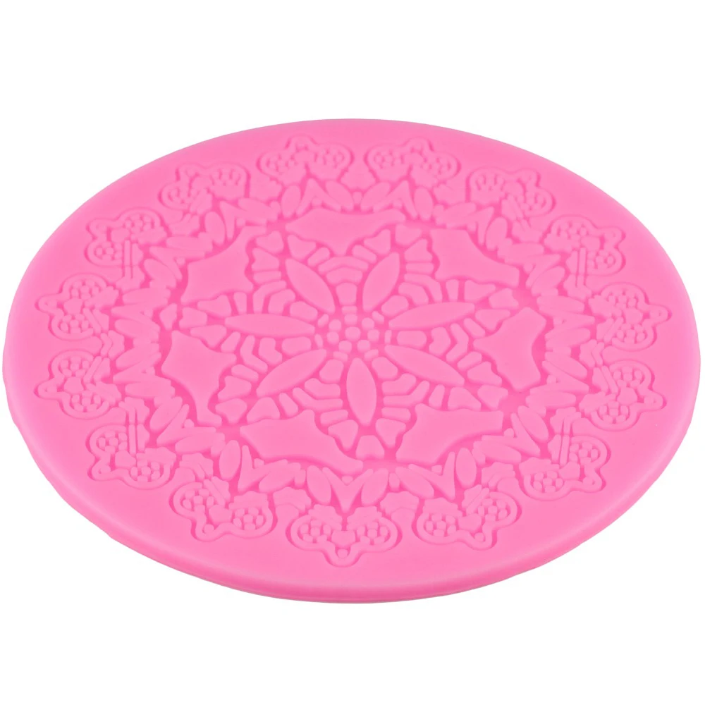 1Pcs DIY Round Crown Shape Cake Silicone Mat Sugarcraft Fondant Cake Decorating Tools Kitchen Baking Silicone Lace Molds