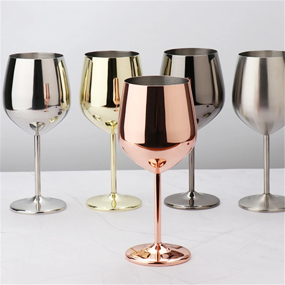 500/200ML Stainless Steel Goblet Champagne Cup Wine Glass Cocktail Glass Creative Metal Wine Glass Rose Gold for Bar Restaurant