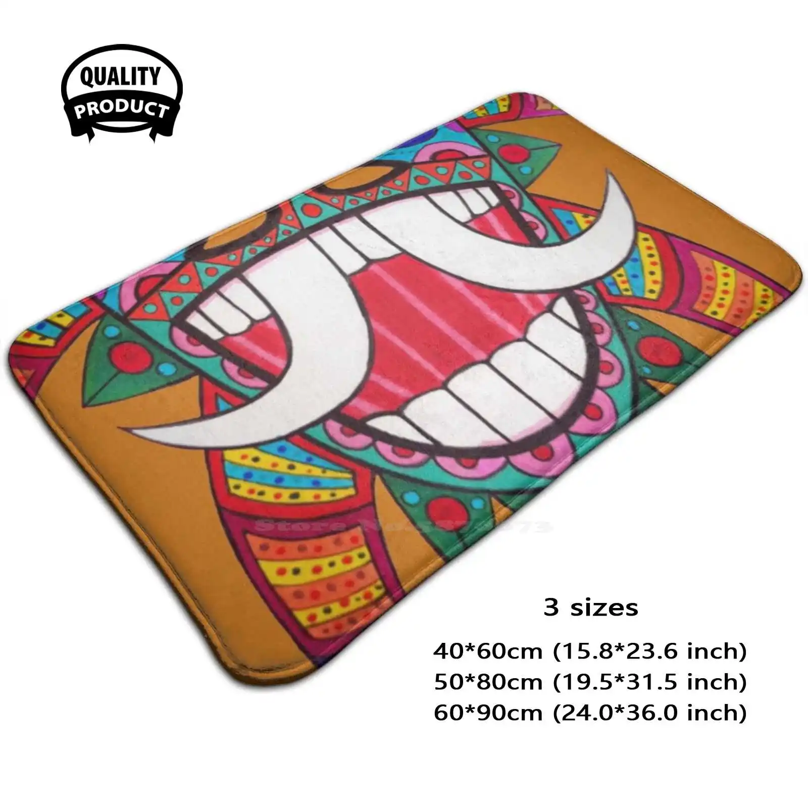 Vejigantes76 Soft Cushion Home Carpet Door Mat Car Rug Carnival Colours Artist Vejigantes Taino Puerto Rico Illustrator