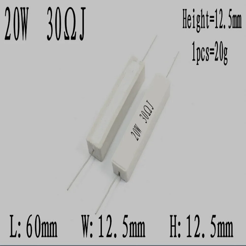 10Pcs 20W 5% Cement Resistor Power Resistance 0.1~10K 1R 2R 3R 4R 5R 6.8R 8R 0.1R 4.7R 330R 510R 68R 10R 100 1K 1.5K 2K 10K ohm – Detail 6