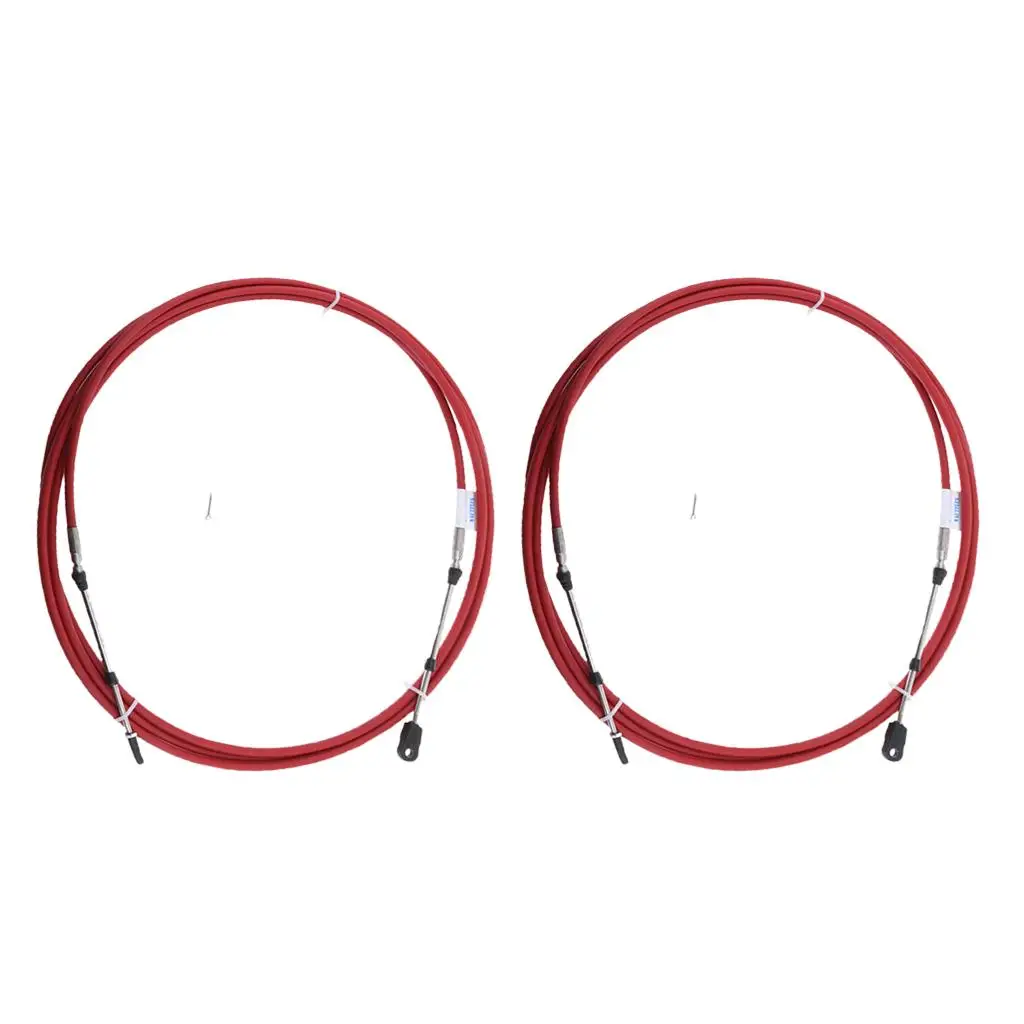 Conjunto de Cable de Control de cambio de acelerador fuera de borda para sistema de dirección de barco marino, rojo, 14 pies, 2 piezas