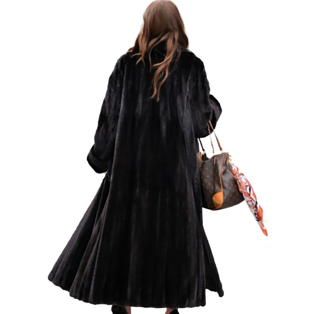 TOPFUR Genuine Mink Fur Overcoat Women Winter Luxury Temperament Outertwear Long Sleeve Knee-length Real Mink Fur Jacket Female