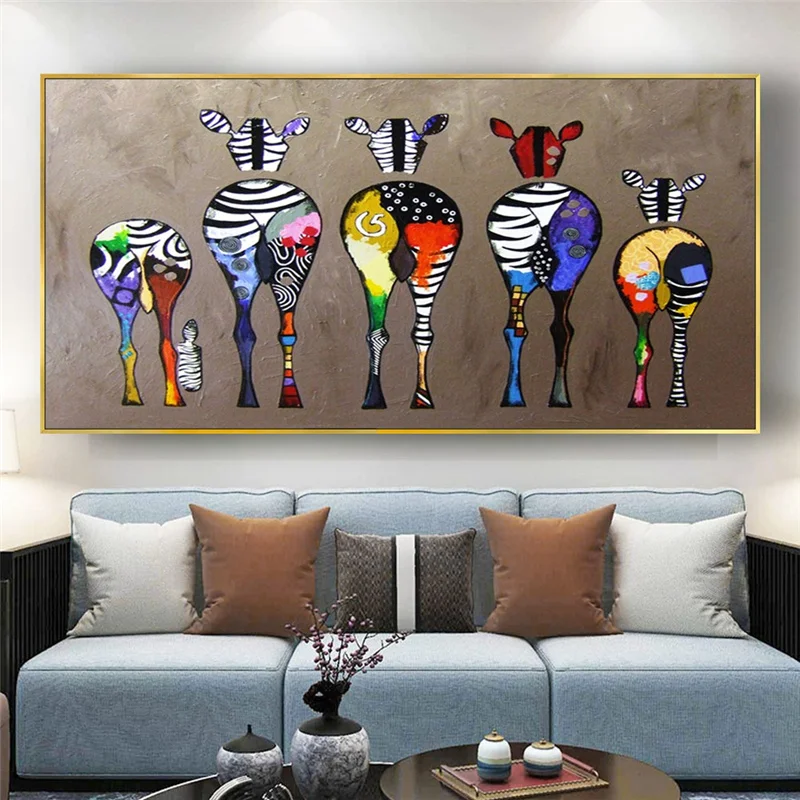 Modern Home Hanging Poster Hand-Painted Oil Painting Abstract Animal Cartoon Picture Canvas Wall Art Children Room Decor Drawing