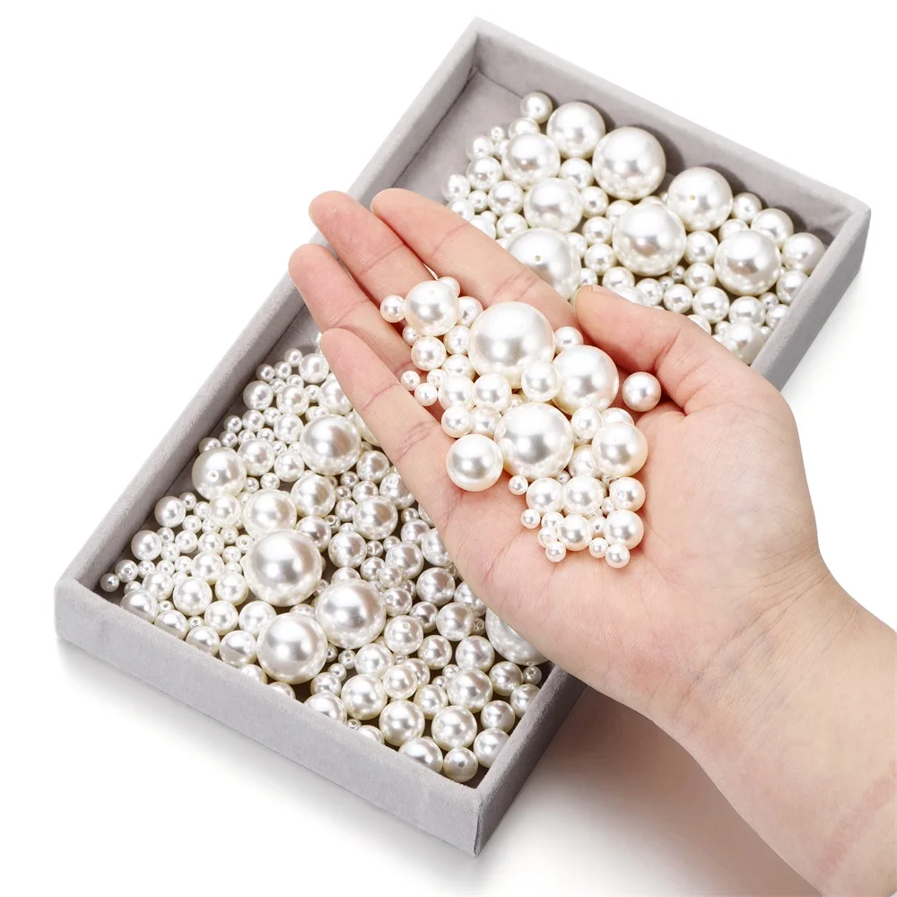 10-300Pcs 4-30mm White ABS Imitation Pearl Half Hole High-gloss Beads for DIY Necklace Earrings Pendants Jewelry Making Supplies