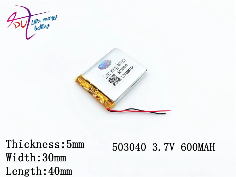 3,7V 503040 053040   Bateria de polímero de íon de lítio 600mah, produtos de qualidade, certificação ce rohs, autoridade, litro de energia