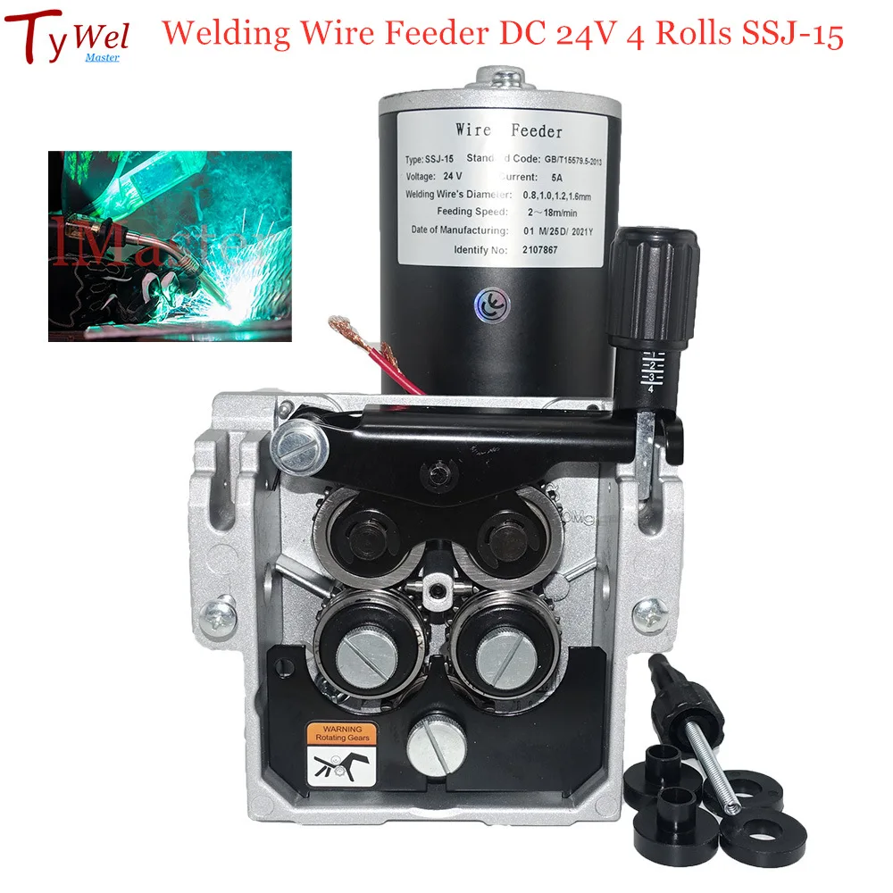 Welding Wire Feeder DC 24V 4 Rolls SSJ-15 Wire Feed Assembly Feeder Roll for Steel Aluminum Flux Cored Wire MIG Welding Machine