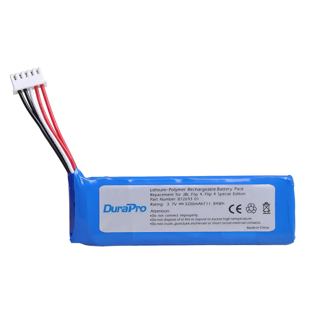 DuraPro Battery Bateria for JBL Flip4 Bluetooth Speaker,Flip 4 Special Edition 3.7V 3200mAh GSP872693 01 with free screwdriver