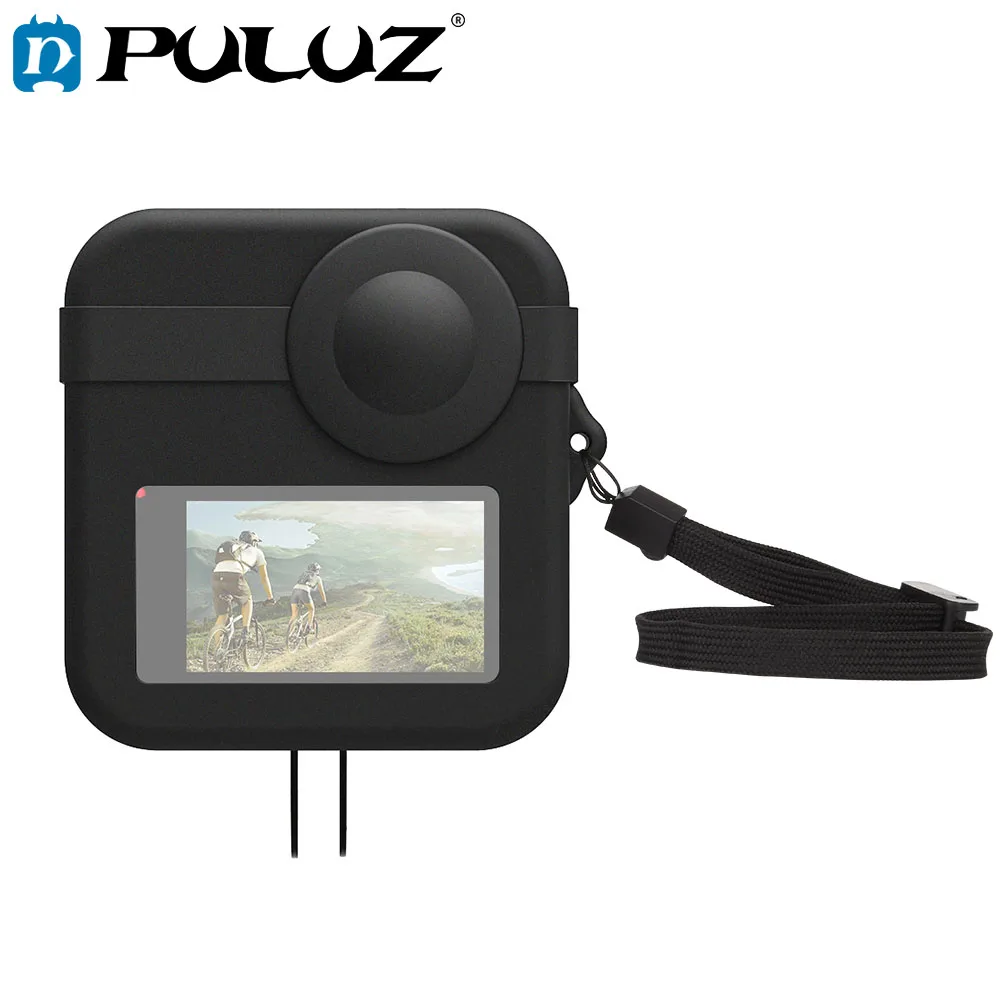 PULUZ For GoPro MAX Dual Len Caps Case Cover + Body Soft Rubber Frame Silicone Protective Case For GoPro MAX Camera Accessories