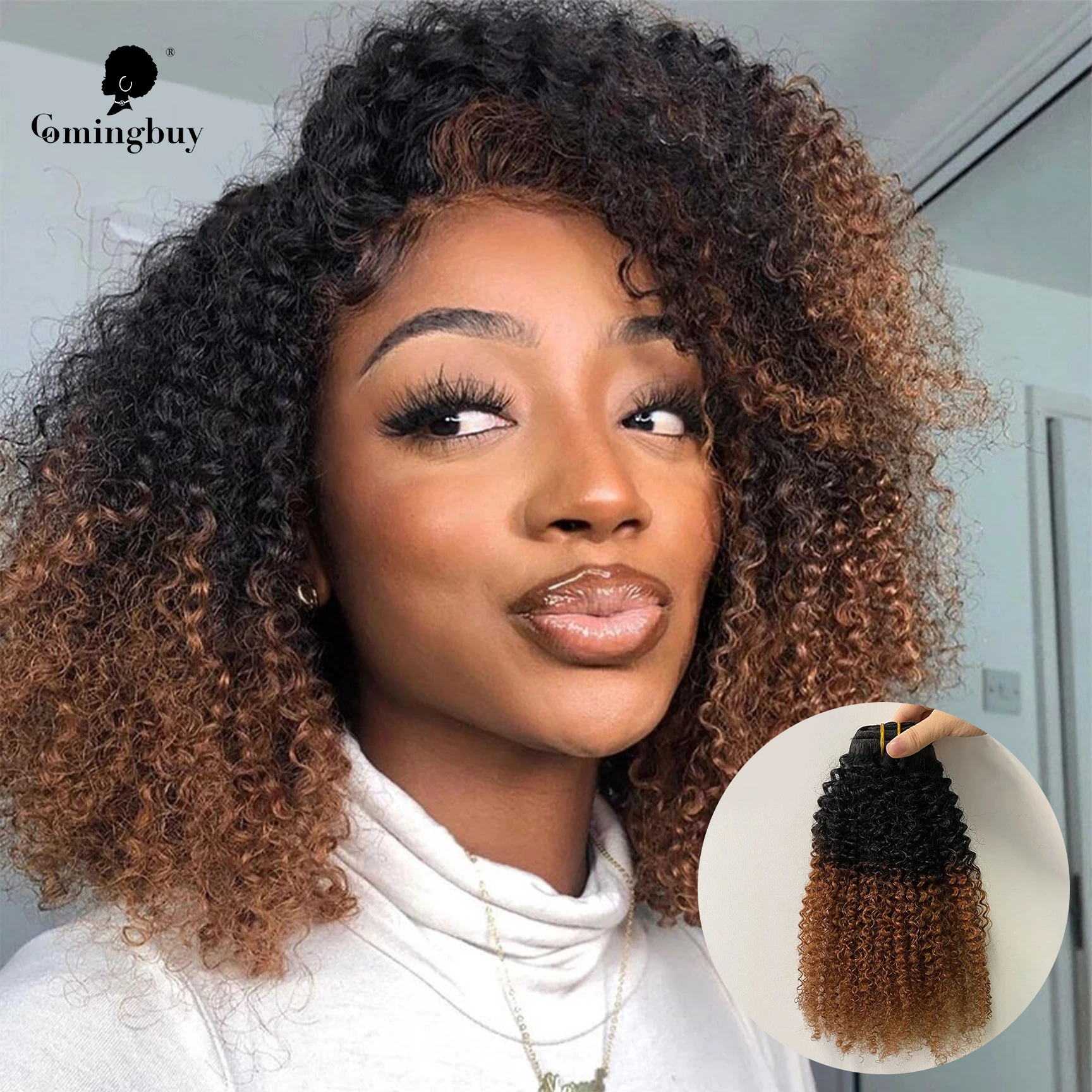 Afro Kinky Curly Clip In Human Hair Extensions 4B 4C/3B 3C Ombre Color 1B/27 and 1B/30 100% Human Remy Hair Clip Ins Comingbuy