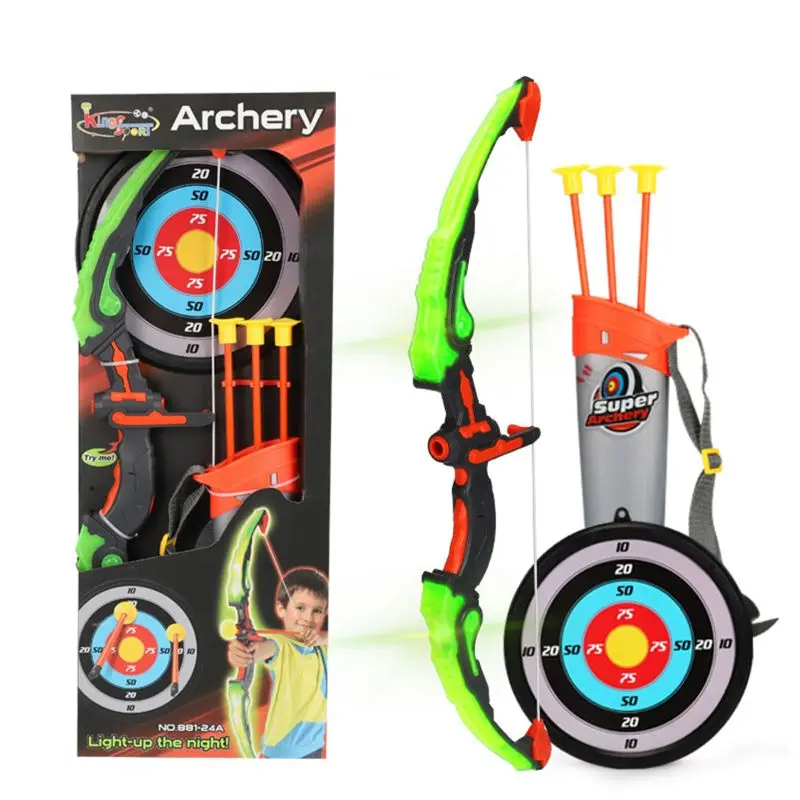 2024 New Light Up Archery Bow and Arrow Toy Set for Boys Girls With 3 Suction Cup Arrows