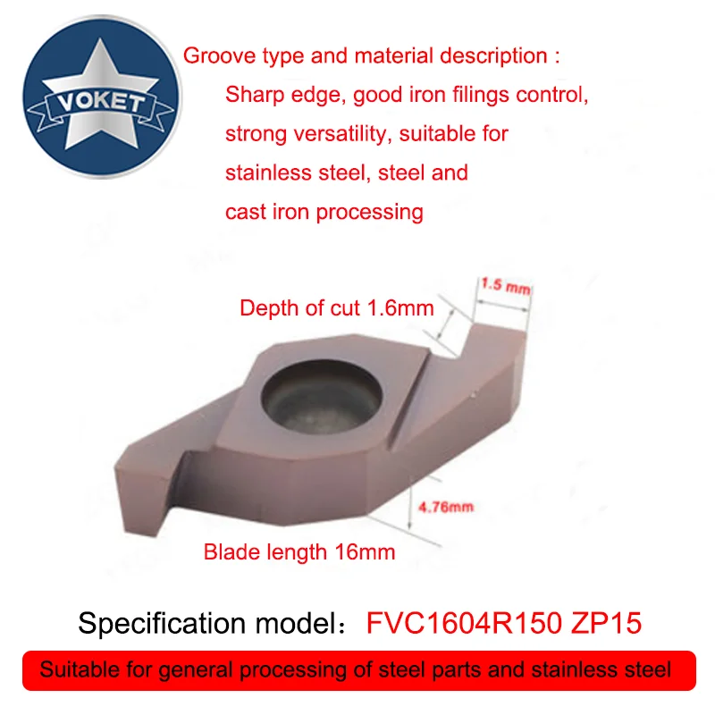 VOKET Girando portautensili SVQCR inserto FVC1604R per scanalatura di superficiale cilindrico faccia di estremità di piccolo diametro parti di CNC tornio